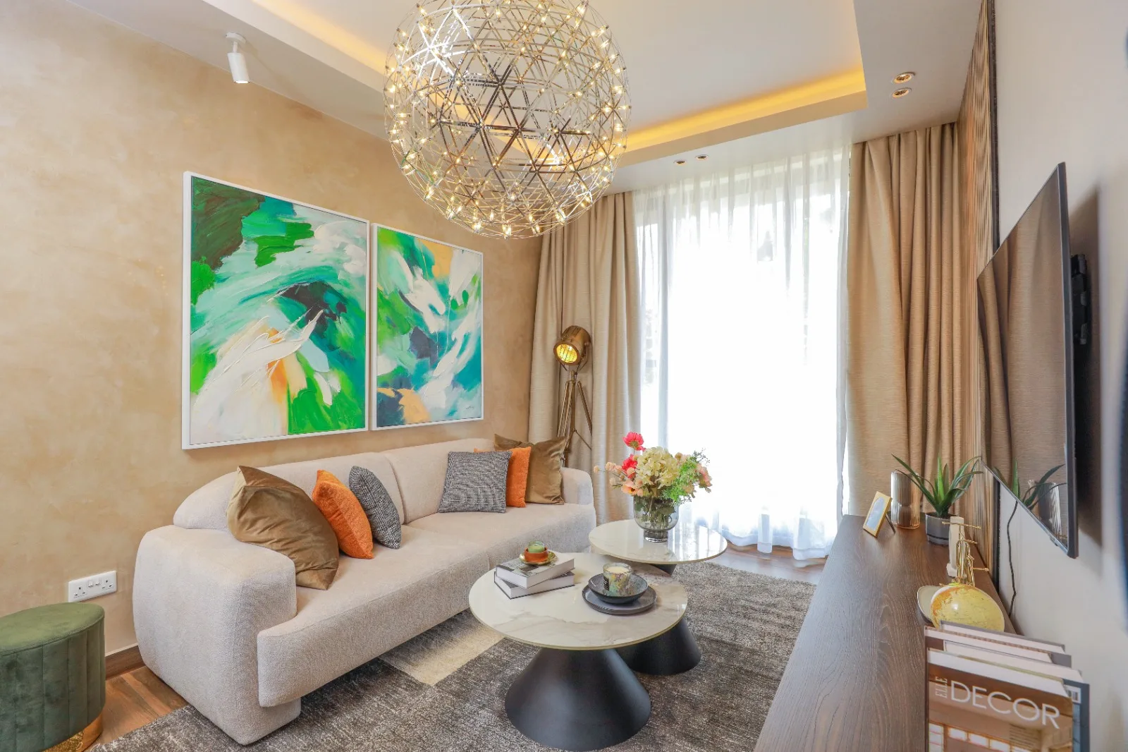 Modern shaded glass design with houseplant in Studio town-house Kampala Uganda