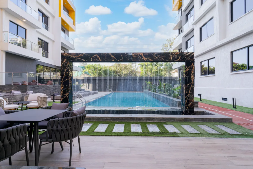 Residents in modern complexes often live comfortably in their individual units because they have access to extensive shared facilities as shown in the outdoor amenities are of our Kenya development, Wilma Towers.